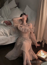 Ruffles One-shoulder Dress,Tulle Lantern Sleeve Fairy Dress,Homecoming Dress,Cottagecore Dress,Prom Dress